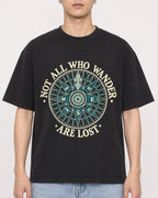 Mockup Boxy Heavyweight Tee Black male close-up 21