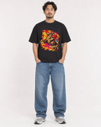 Mockup Boxy Heavyweight Tee Black male full-body 02