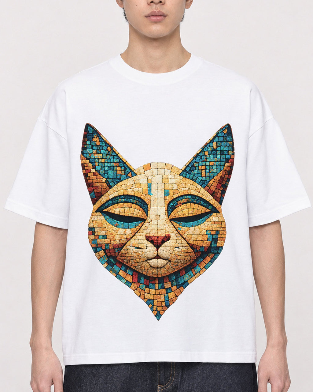 Mockup Boxy Heavyweight Tee White male close-up 01
