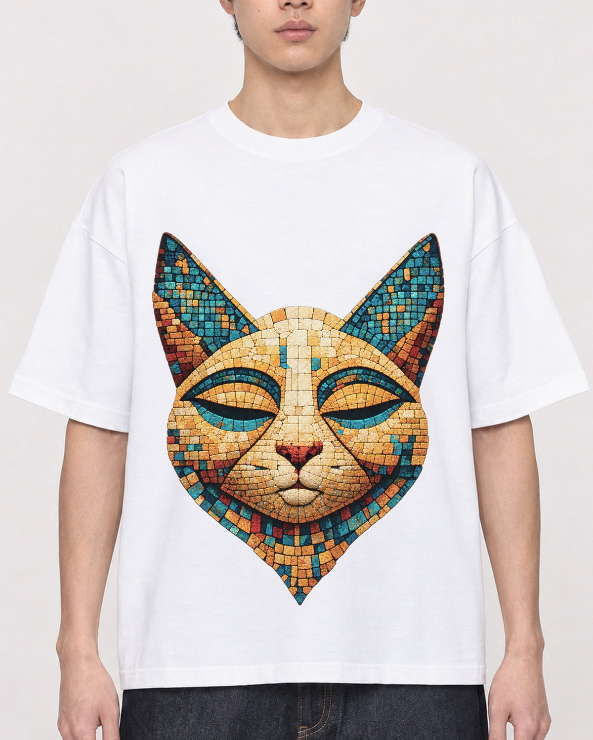 Mockup Boxy Heavyweight Tee White male close-up 01