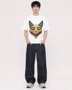 Mockup Boxy Heavyweight Tee White male full-body 01