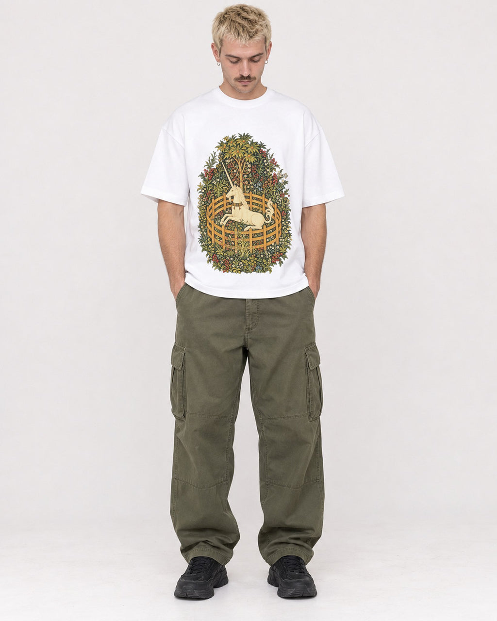 Mockup Boxy Heavyweight Tee White male full-body 39