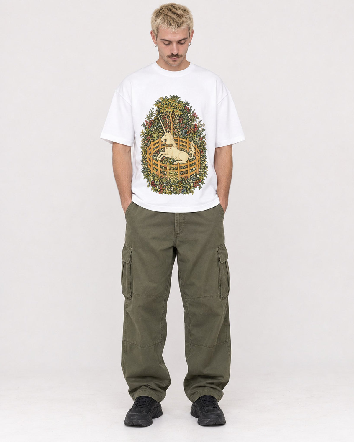 Mockup Boxy Heavyweight Tee White male full-body 39