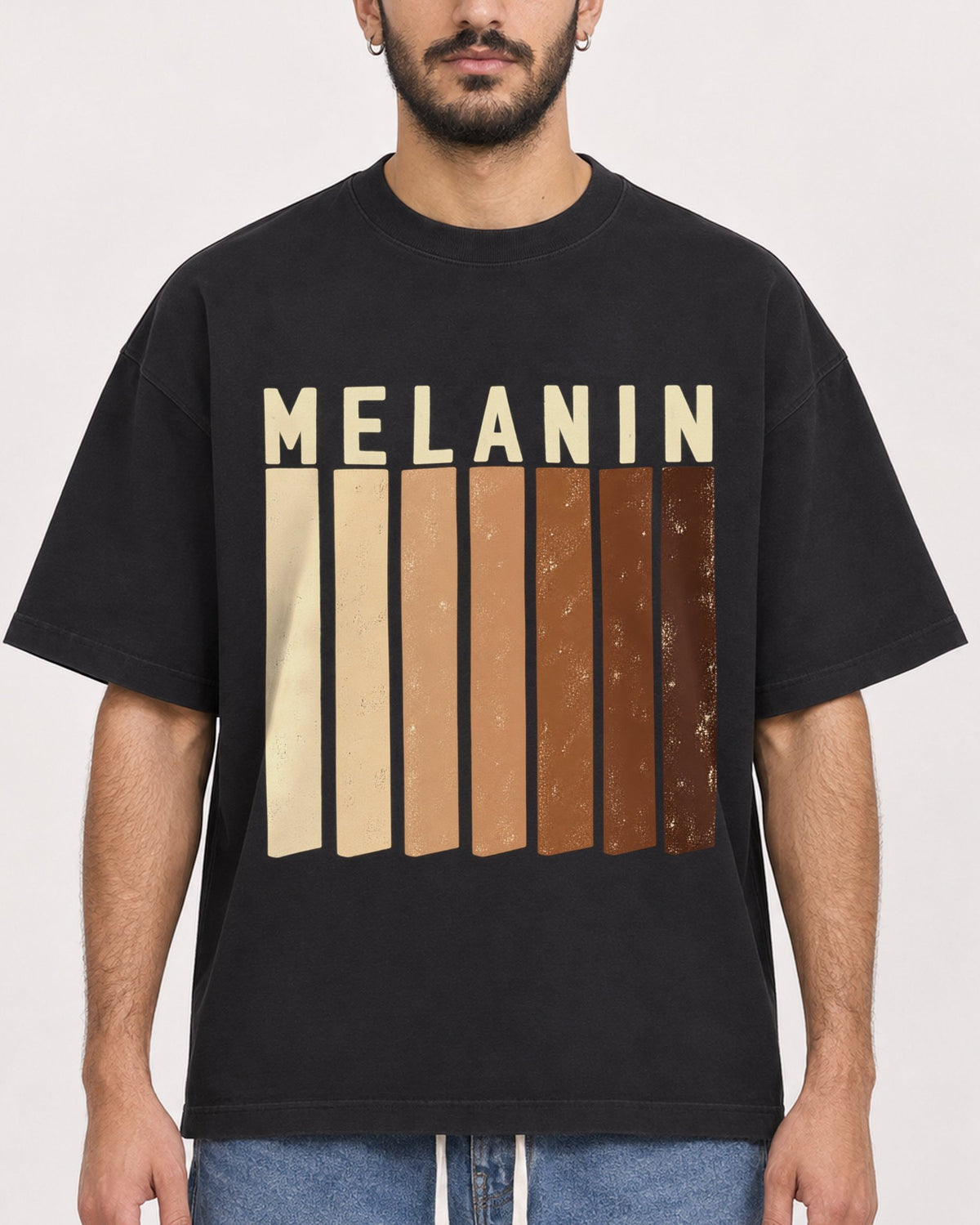 Mockup Boxy Heavyweight Tee Black male close-up 07