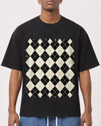 Mockup Boxy Heavyweight Tee Black male close-up 15