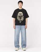 Mockup Boxy Heavyweight Tee Black male full-body 21
