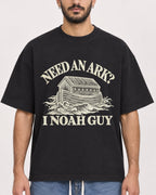 Mockup Boxy Heavyweight Tee Black male close-up 07