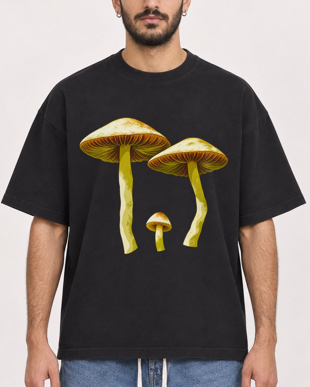 Mockup Boxy Heavyweight Tee Black male close-up 07