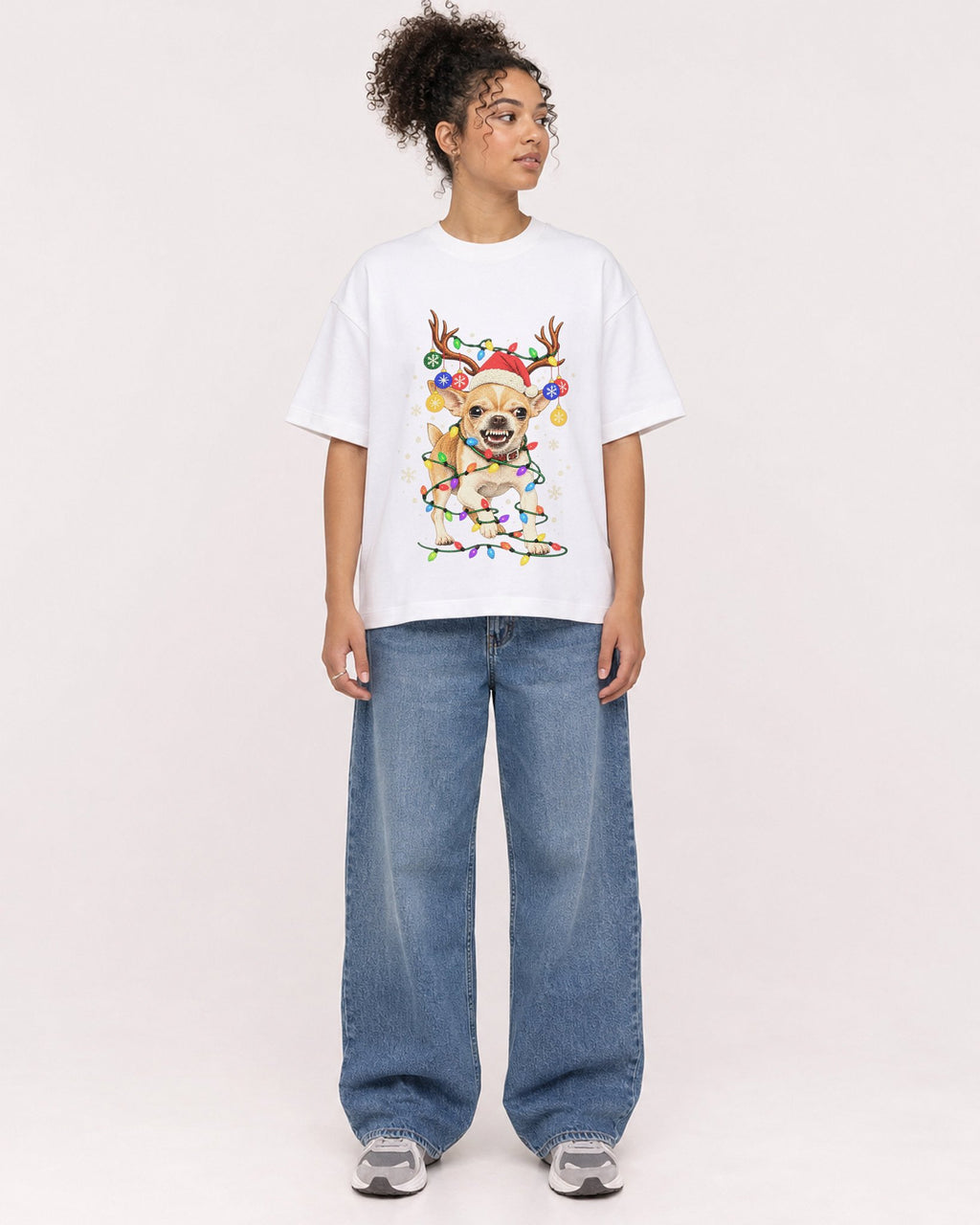 Mockup Boxy Heavyweight Tee White female full-body 20