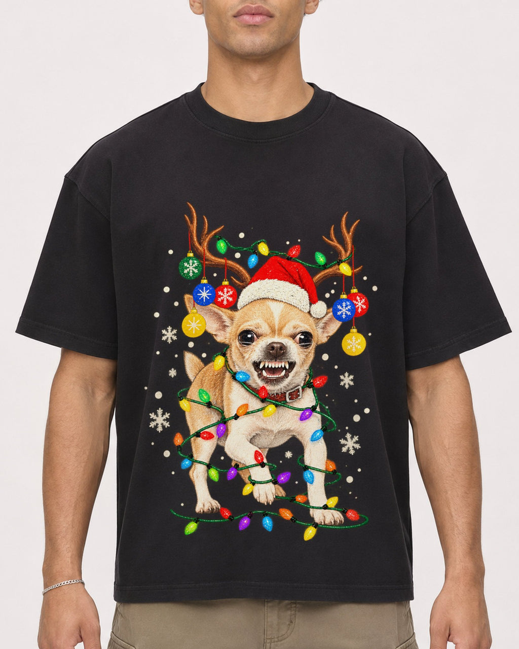 Mockup Boxy Heavyweight Tee Black male close-up 20