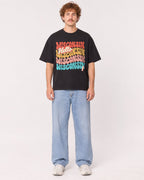 Mockup Boxy Heavyweight Tee Black male full-body 09