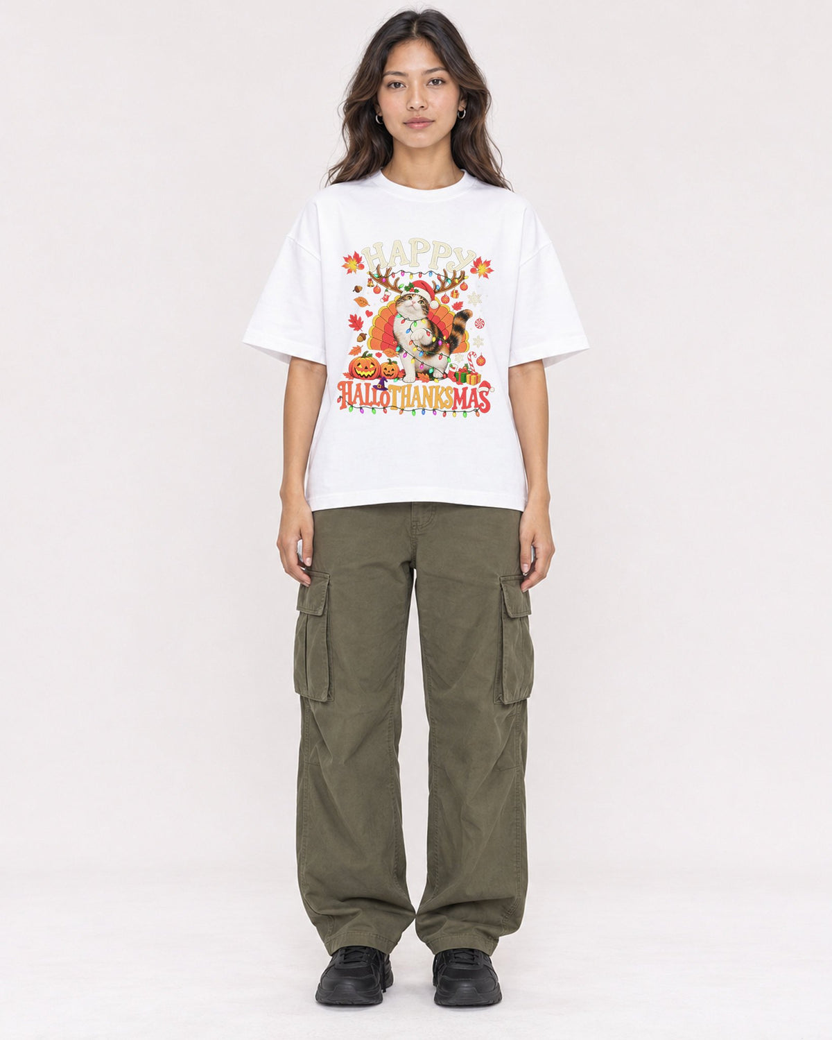 Mockup Boxy Heavyweight Tee White female full-body 02
