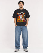 Mockup Boxy Heavyweight Tee Black male full-body 02