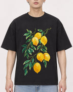Mockup Boxy Heavyweight Tee Black male close-up 01