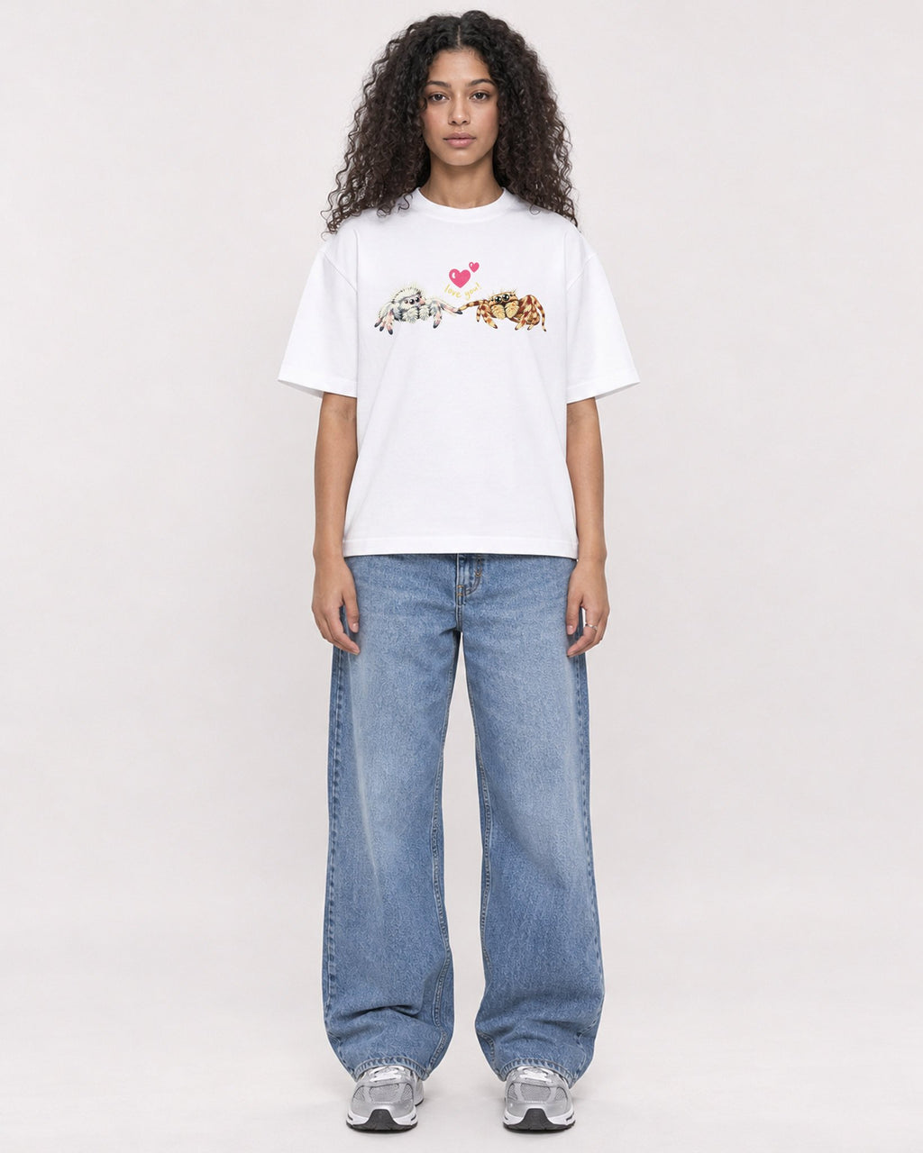 Mockup Boxy Heavyweight Tee White female full-body 10