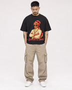 Mockup Boxy Heavyweight Tee Black male full-body 12