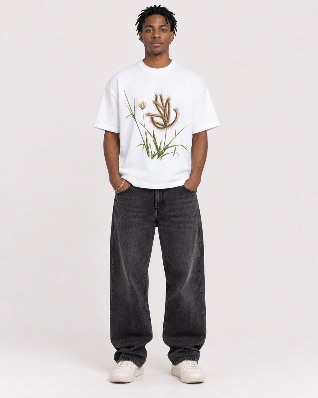 Mockup Boxy Heavyweight Tee White male full-body 05