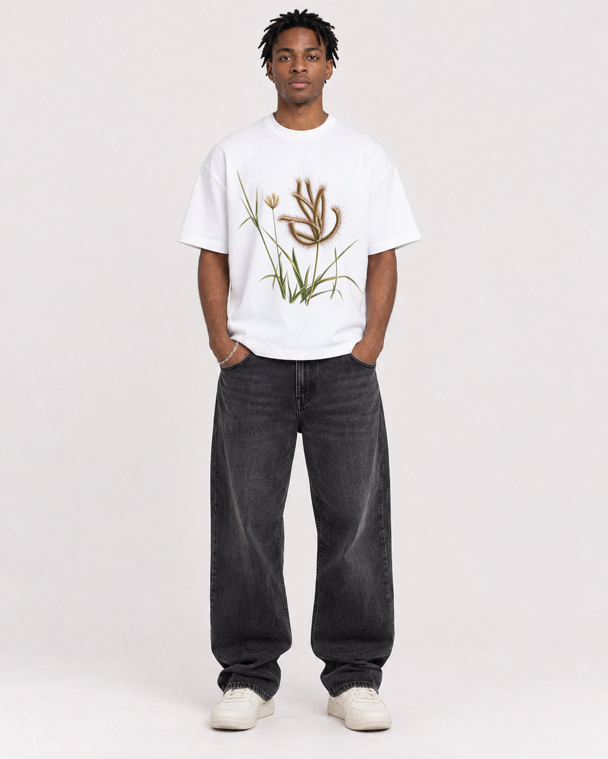 Mockup Boxy Heavyweight Tee White male full-body 05
