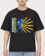 Mockup Boxy Heavyweight Tee Black male close-up 01