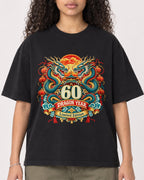 Mockup Boxy Heavyweight Tee Black female close-up 10