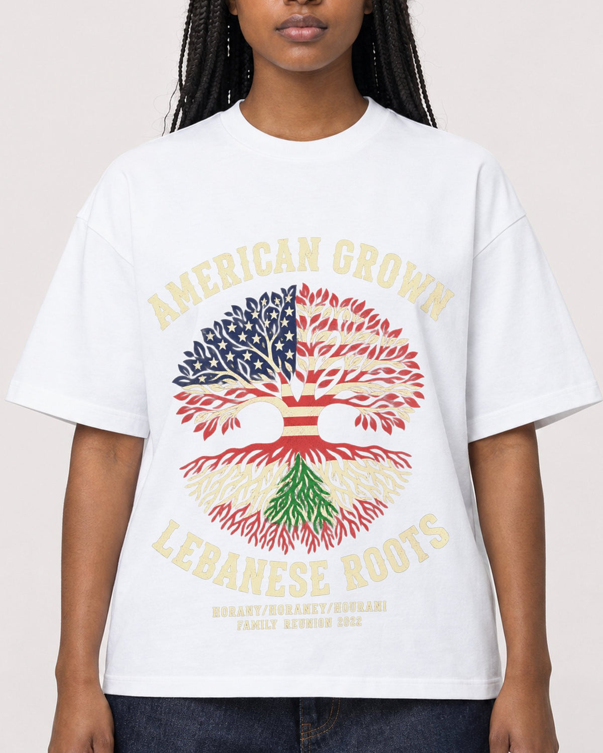 Mockup Boxy Heavyweight Tee White female close-up 04