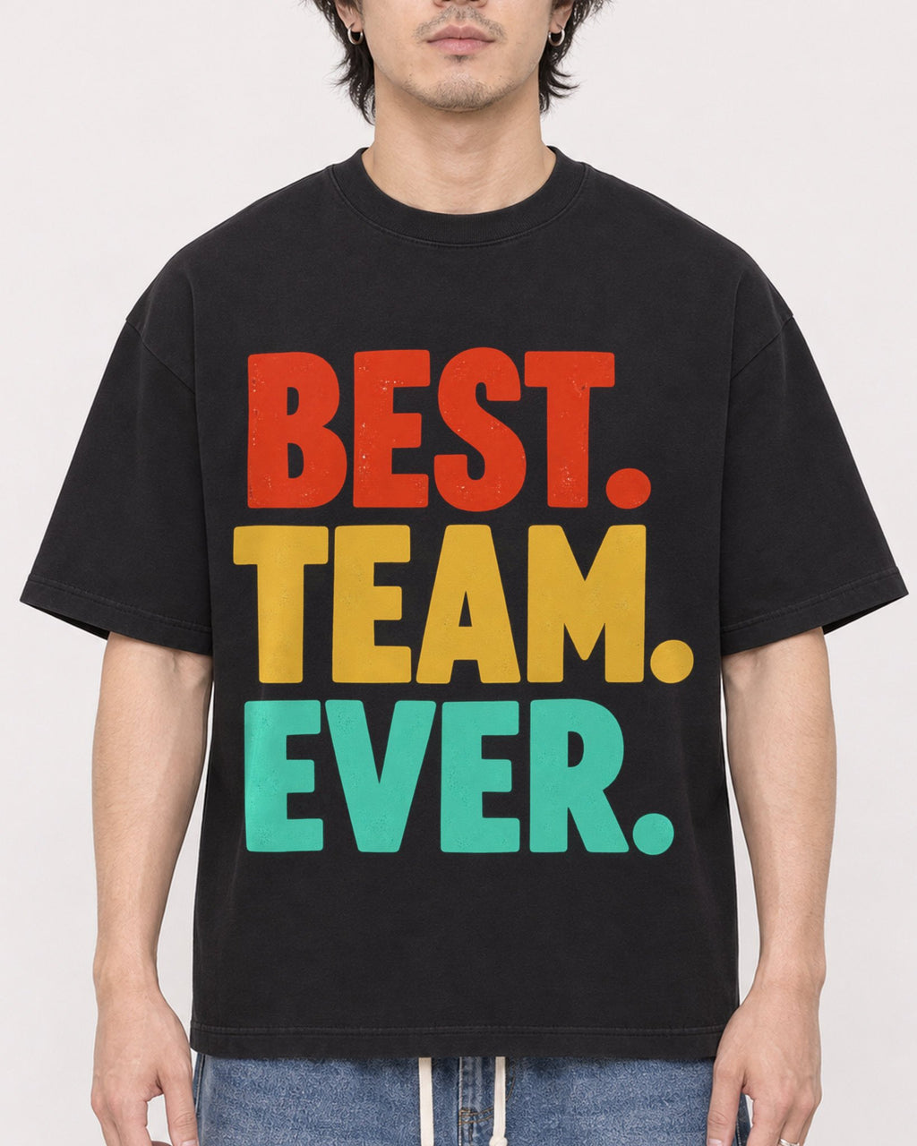 Mockup Boxy Heavyweight Tee Black male close-up 03