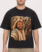 Mockup Boxy Heavyweight Tee Black male close-up 08