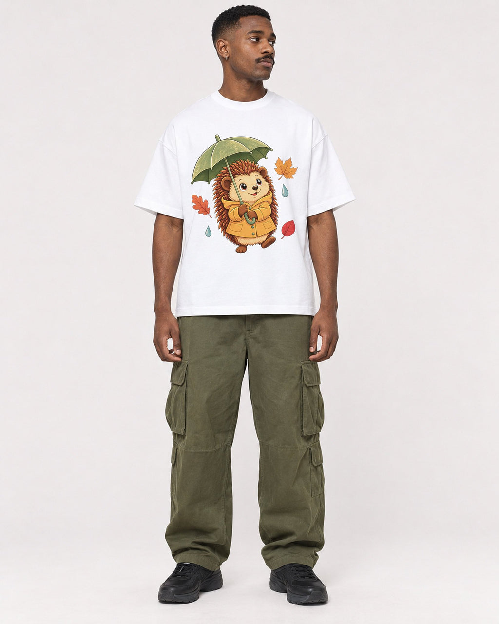 Mockup Boxy Heavyweight Tee White male full-body 14