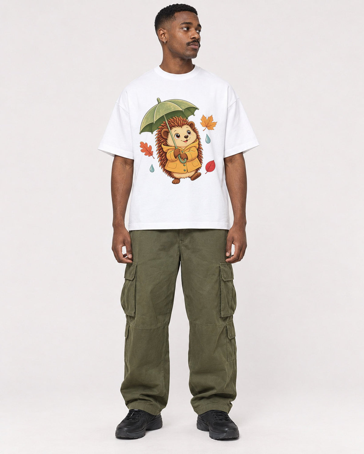 Mockup Boxy Heavyweight Tee White male full-body 14