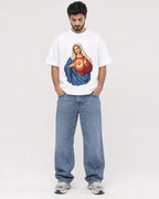 Mockup Boxy Heavyweight Tee White male full-body 07