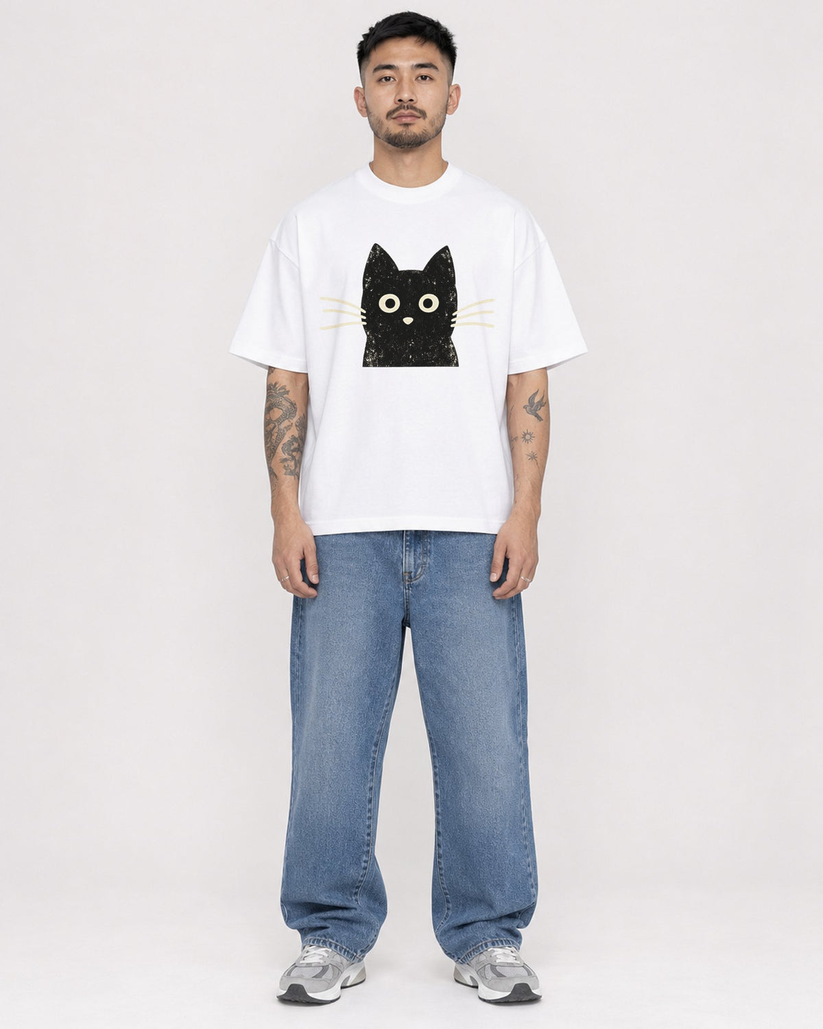 Mockup Boxy Heavyweight Tee White male full-body 12
