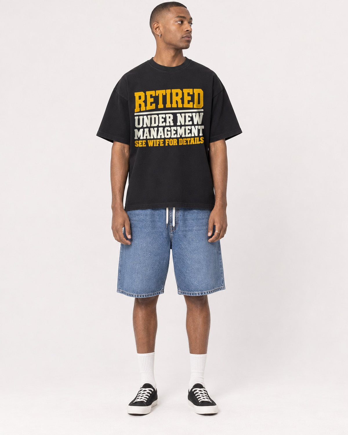 Mockup Boxy Heavyweight Tee Black male full-body 35