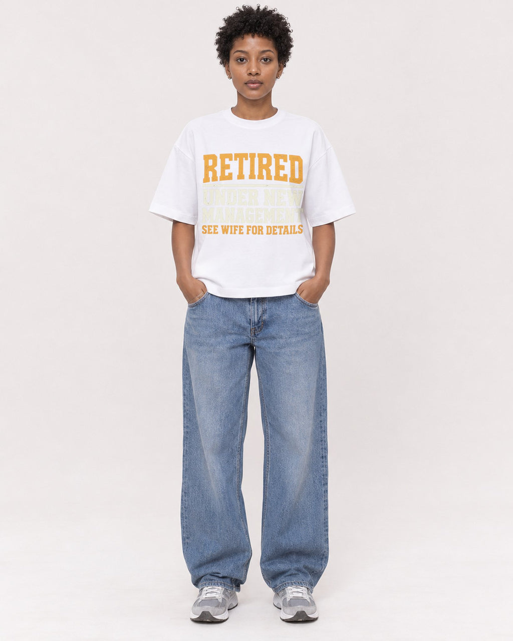 Mockup Boxy Heavyweight Tee White female full-body 35
