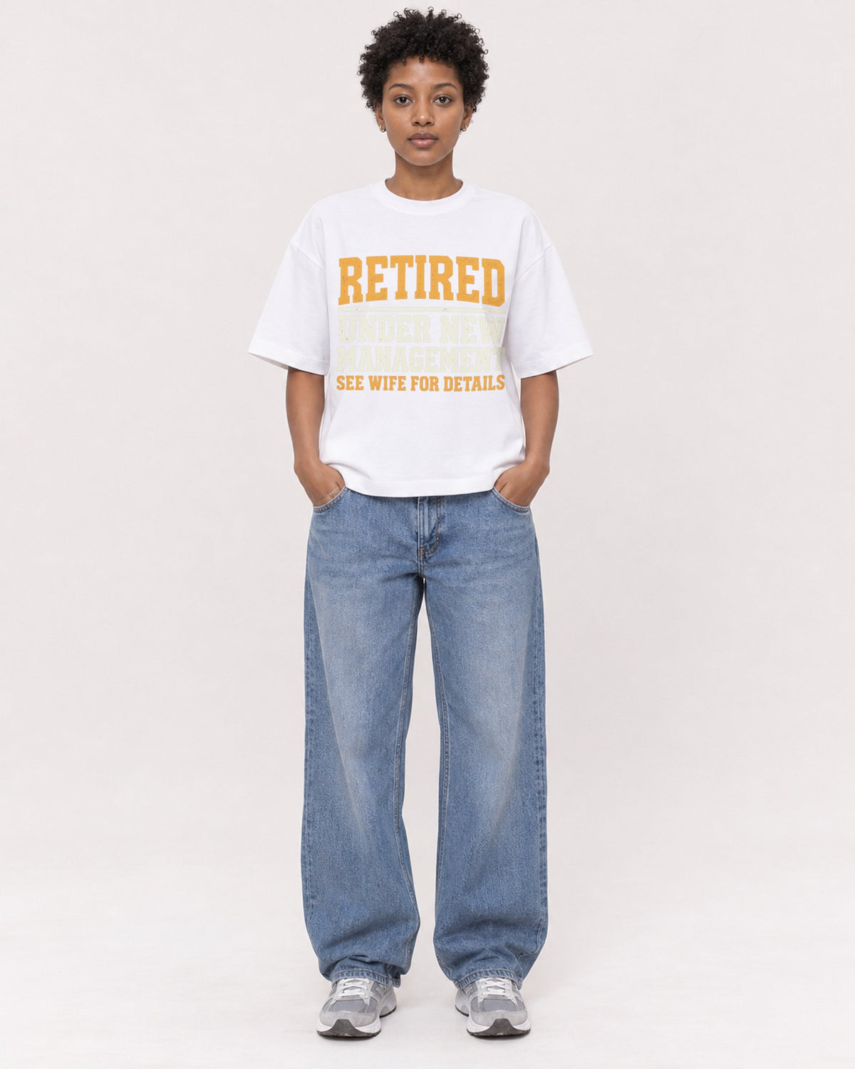Mockup Boxy Heavyweight Tee White female full-body 35