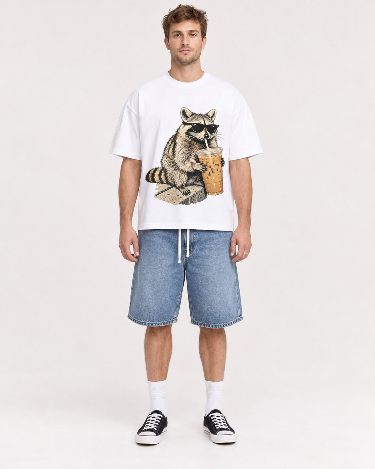 Mockup Boxy Heavyweight Tee White male full-body 08