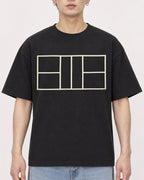 Mockup Boxy Heavyweight Tee Black male close-up 01
