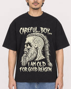 Mockup Boxy Heavyweight Tee Black male close-up 02