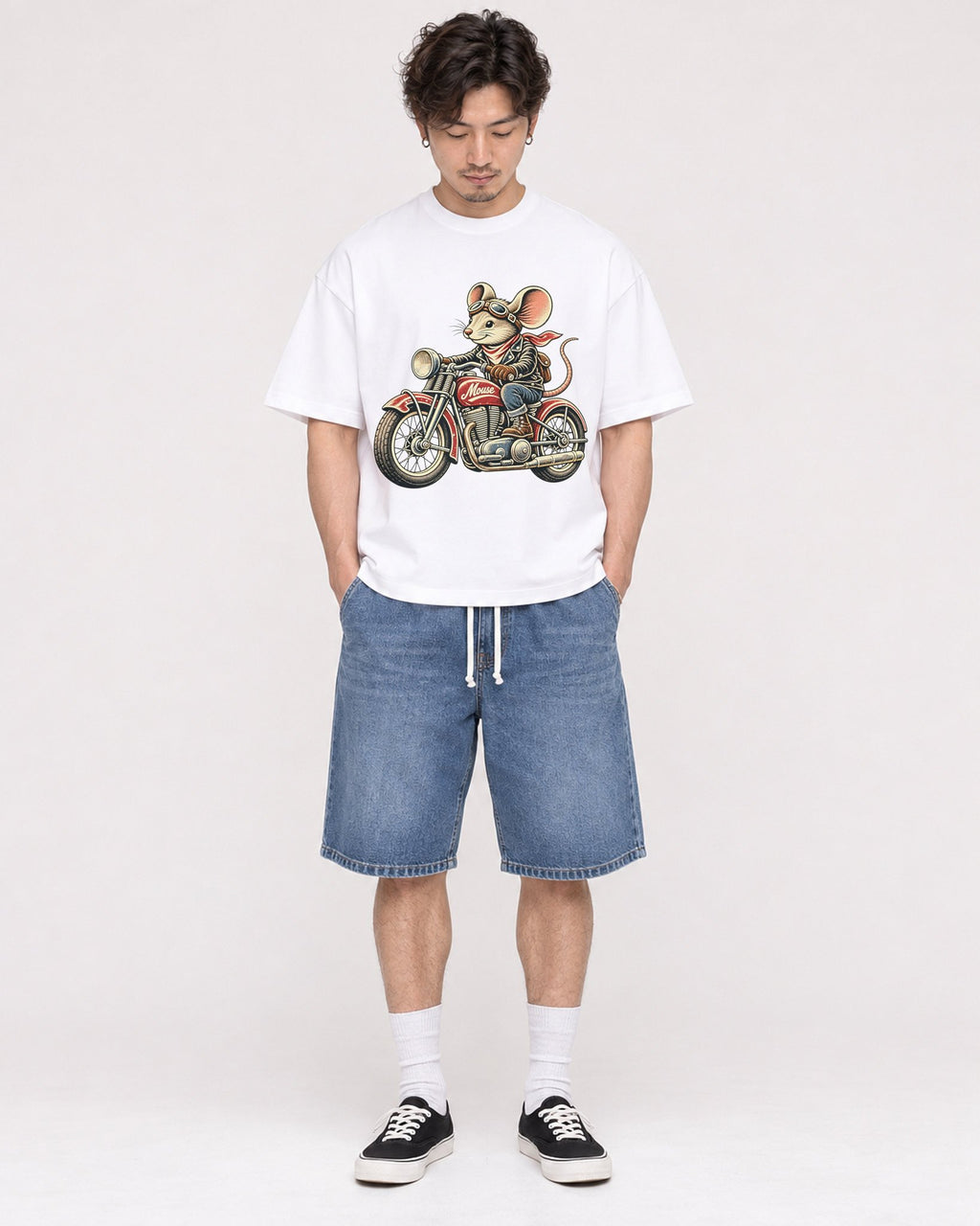 Mockup Boxy Heavyweight Tee White male full-body 03
