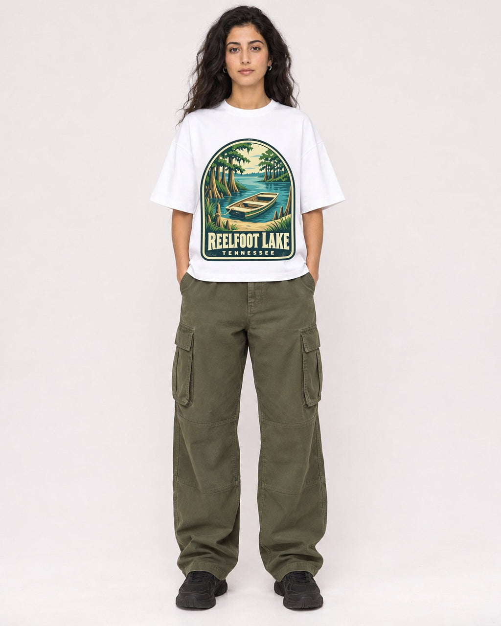 Mockup Boxy Heavyweight Tee White female full-body 07