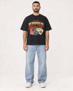 Mockup Boxy Heavyweight Tee Black male full-body 37