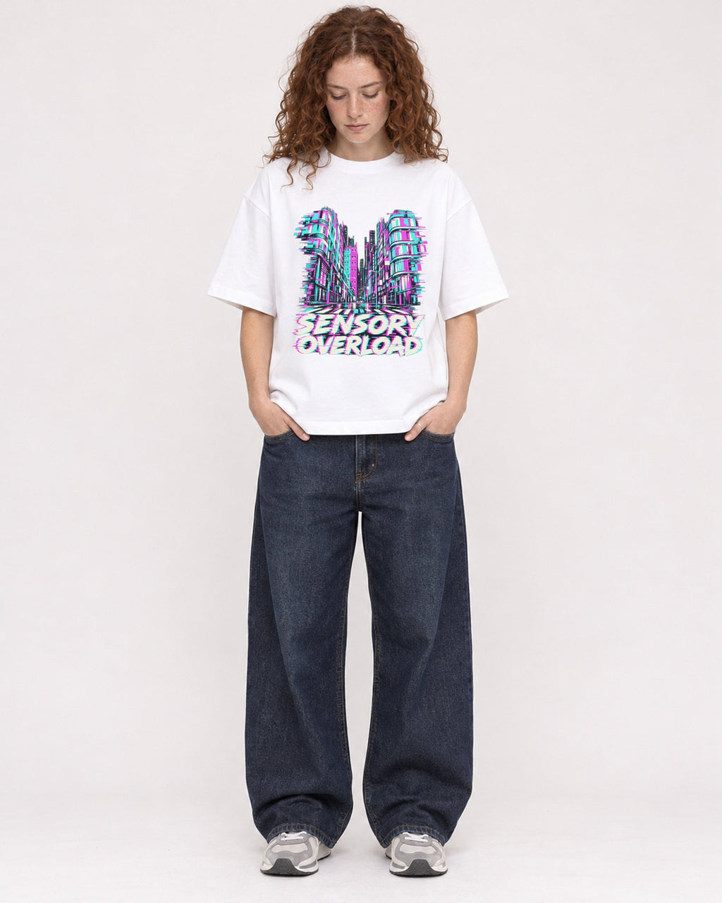 Mockup Boxy Heavyweight Tee White female full-body 09
