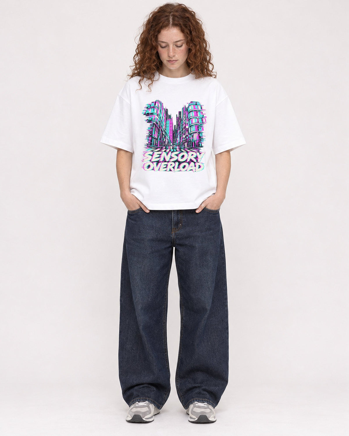 Mockup Boxy Heavyweight Tee White female full-body 09