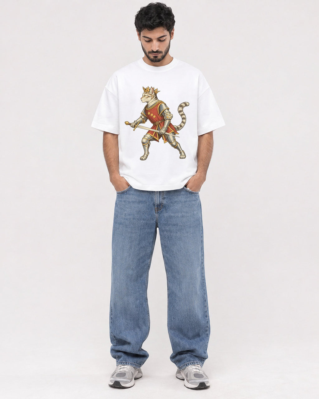 Mockup Boxy Heavyweight Tee White male full-body 07