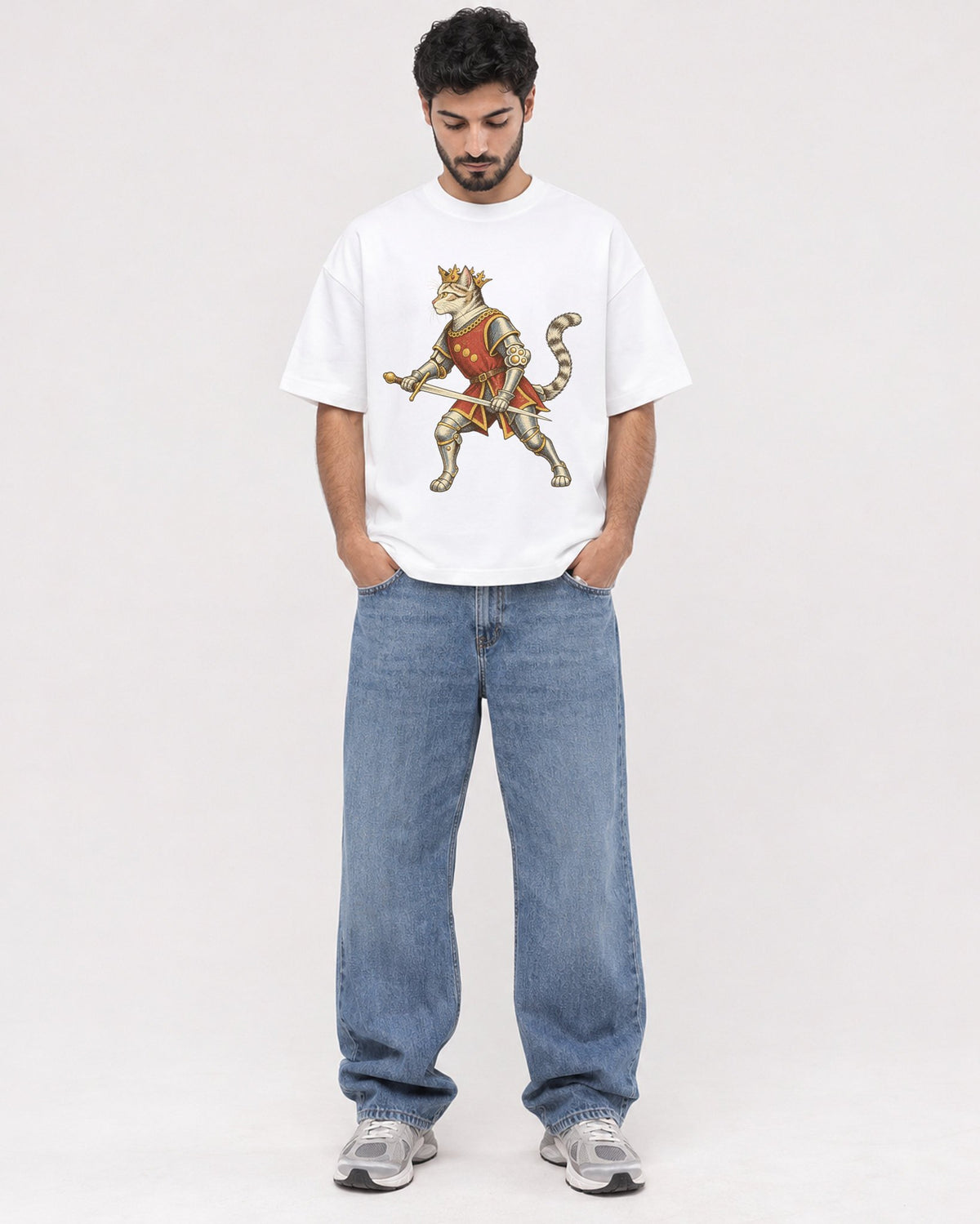 Mockup Boxy Heavyweight Tee White male full-body 07