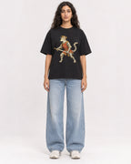 Mockup Boxy Heavyweight Tee Black female full-body 07