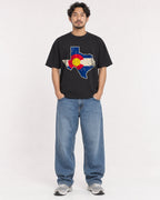 Mockup Boxy Heavyweight Tee Black male full-body 02