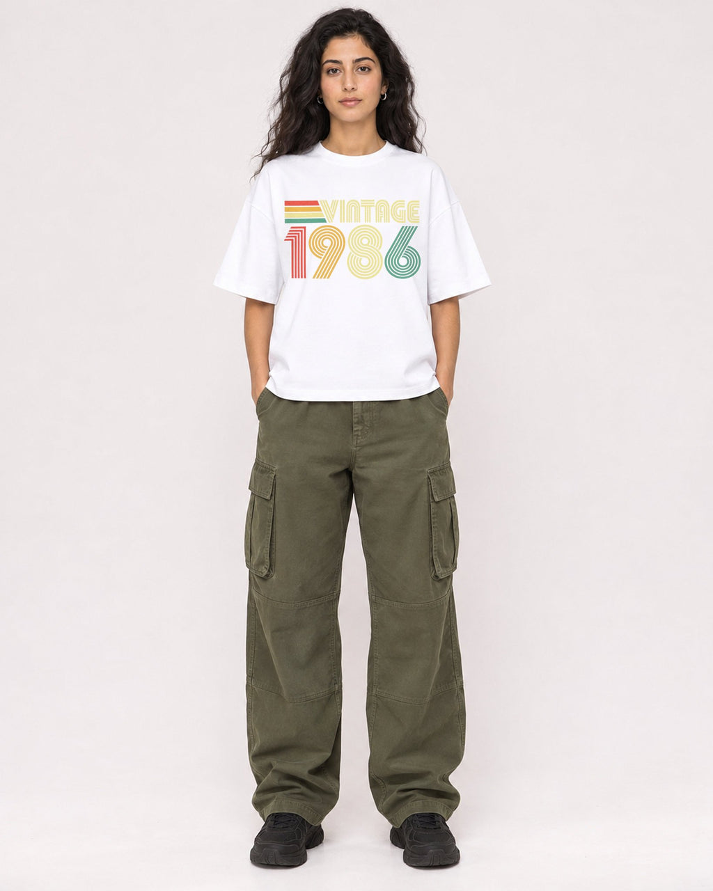 Mockup Boxy Heavyweight Tee White female full-body 07
