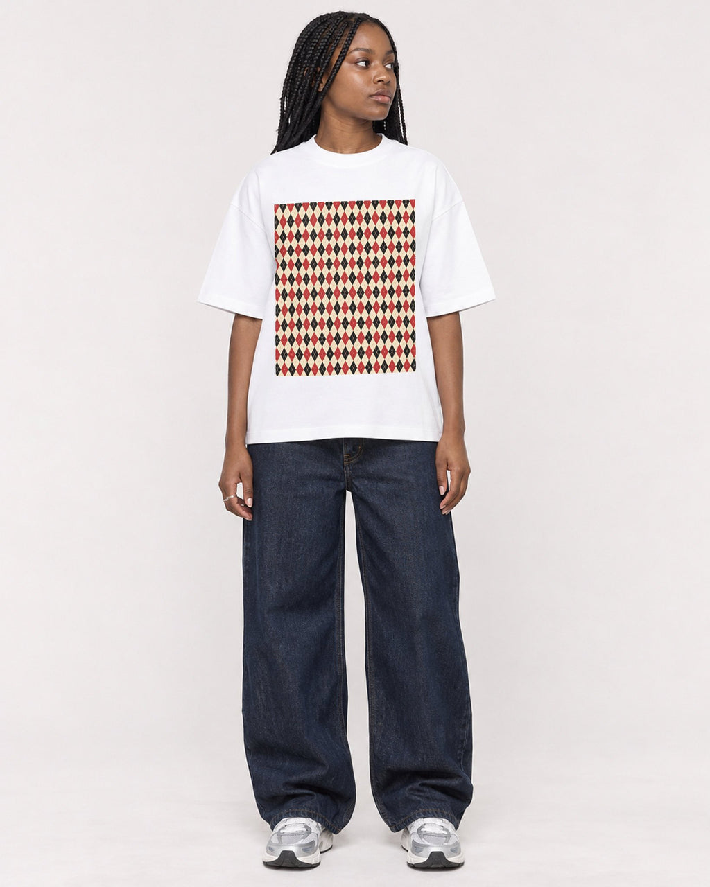 Mockup Boxy Heavyweight Tee White female full-body 04