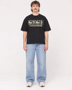 Mockup Boxy Heavyweight Tee Black male full-body 29