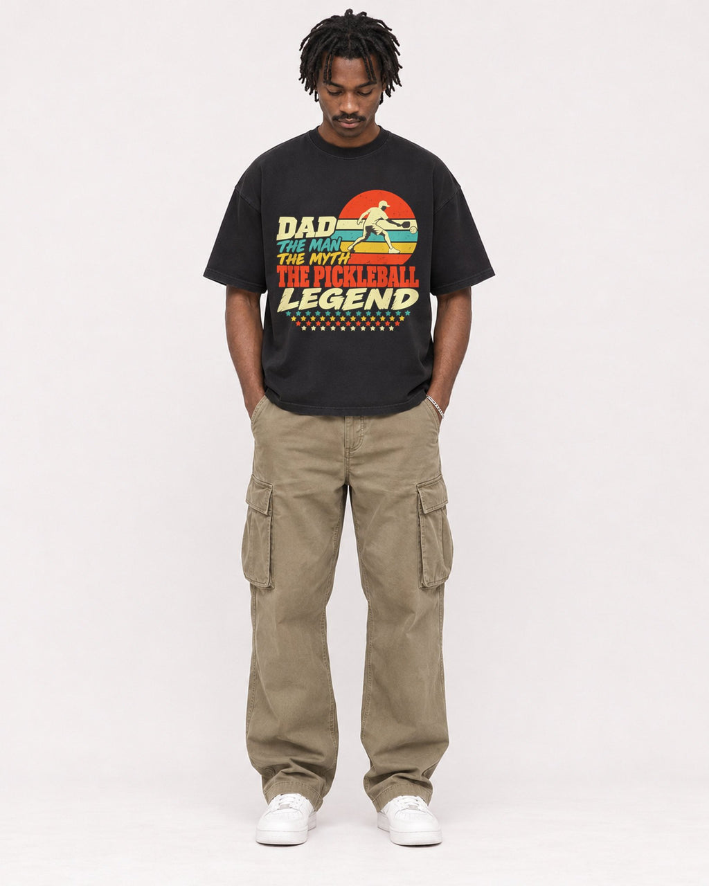 Mockup Boxy Heavyweight Tee Black male full-body 04